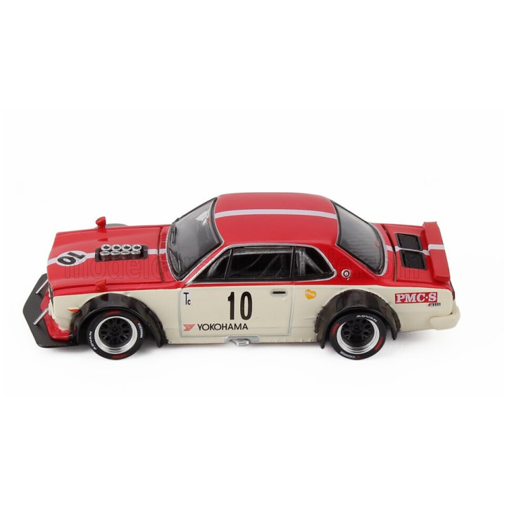 POP RACE LIMITED NISSAN SKYLINE GT-R V8 (R34) DRIFT HAKOSUKA WATANABE 2007 - CREAM RED 1/64