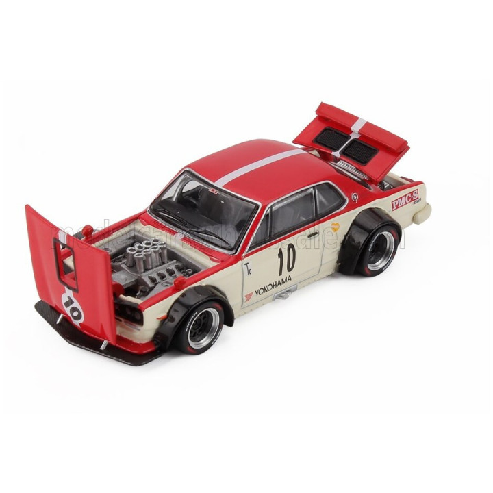 POP RACE LIMITED NISSAN SKYLINE GT-R V8 (R34) DRIFT HAKOSUKA WATANABE 2007 - CREAM RED 1/64
