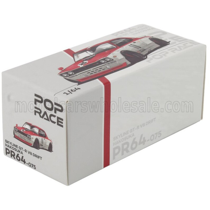 POP RACE LIMITED NISSAN SKYLINE GT-R V8 (R34) DRIFT HAKOSUKA WATANABE 2007 - CREAM RED 1/64