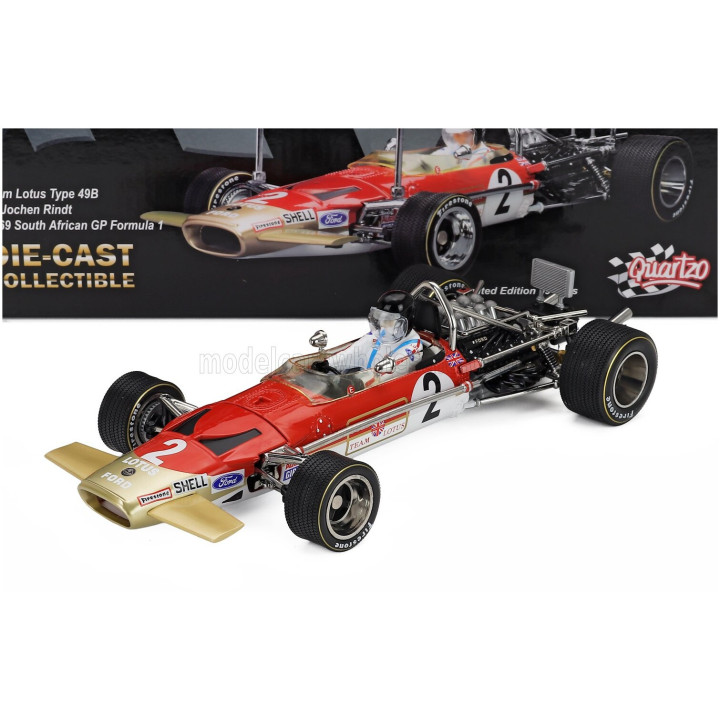 QUARTZO LOTUS F1 49B N 2 SOUTH AFRICAN GP 1969 JOCHEN RINDT - RED 1/18