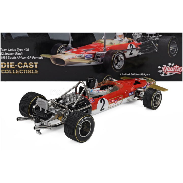 QUARTZO LOTUS F1 49B N 2 SOUTH AFRICAN GP 1969 JOCHEN RINDT - RED 1/18