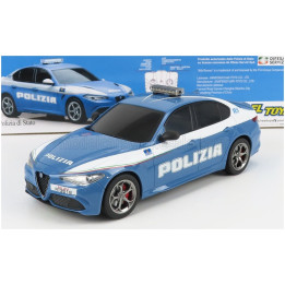 RE EL TOYS ALFA ROMEO GIULIA QUADRIFOGLIO POLIZIA STRADALE 2015 - LIGHT BLUE WHITE 1/18