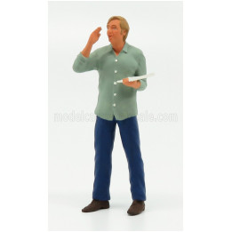 ROAD KINGS FIGURES MAN TRUCKER GUNTHER STANDING - BLUE GREY 1/18
