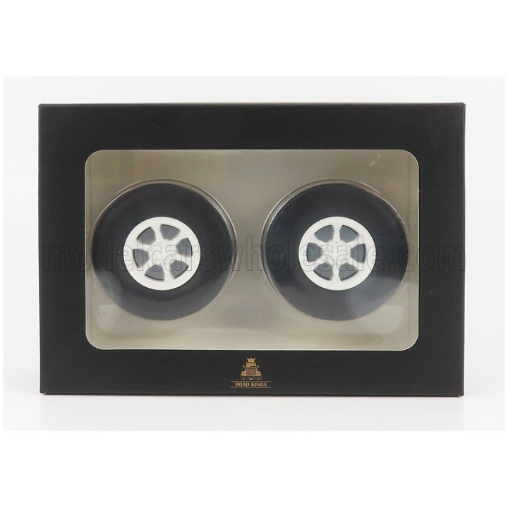 ROAD KINGS ACCESSORIES SET 4X WHEELS-TYRES WITH AXLE - WHITE BLACK 1/18