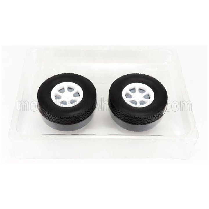 ROAD KINGS ACCESSORIES SET 4X WHEELS-TYRES WITH AXLE - WHITE BLACK 1/18