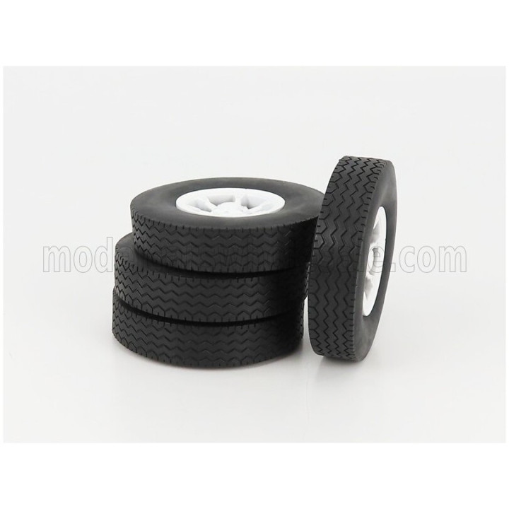 ROAD KINGS ACCESSORIES SET 4X WHEELS-TYRES WITH AXLE - WHITE BLACK 1/18