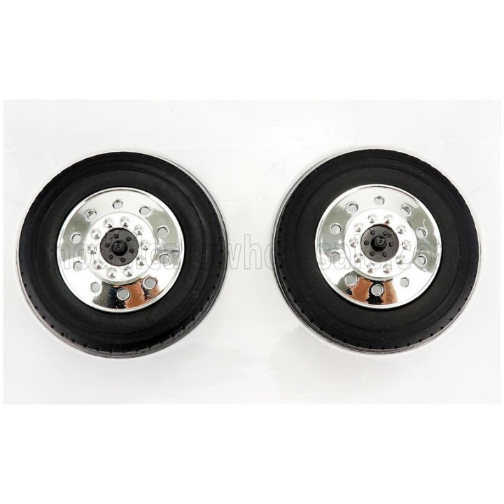 ROAD KINGS ACCESSORIES SET PETERBILT 4X FRONT WHEELS-TYRES - CHROME BLACK 1/18