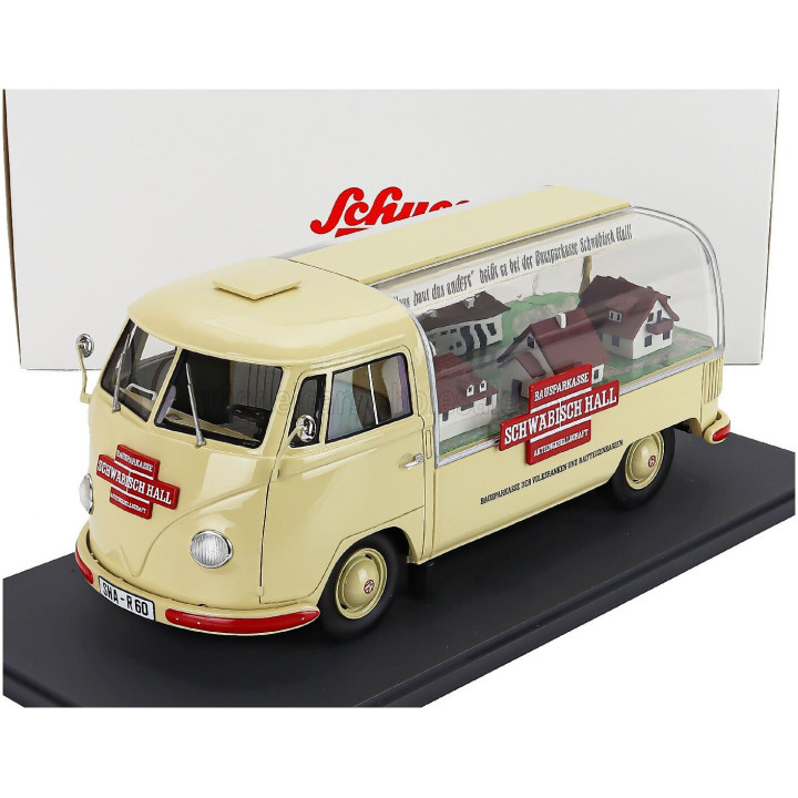 SCHUCO VOLKSWAGEN T1a PICK-UP BAUSPAR-KASSE SCHWABISCH HALL 1962 - CREAM 1/18