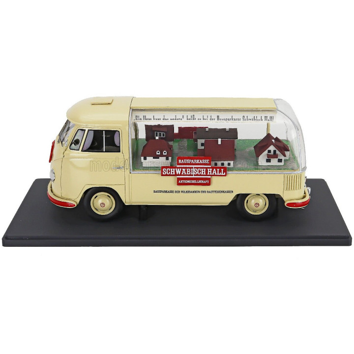 SCHUCO VOLKSWAGEN T1a PICK-UP BAUSPAR-KASSE SCHWABISCH HALL 1962 - CREAM 1/18