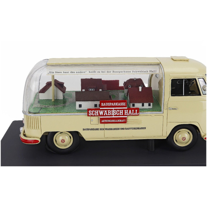 SCHUCO VOLKSWAGEN T1a PICK-UP BAUSPAR-KASSE SCHWABISCH HALL 1962 - CREAM 1/18