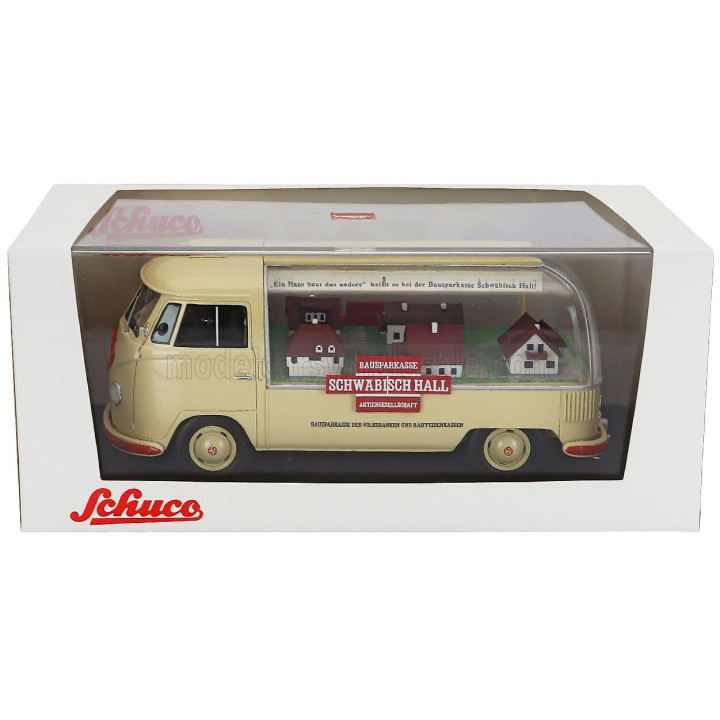 SCHUCO VOLKSWAGEN T1a PICK-UP BAUSPAR-KASSE SCHWABISCH HALL 1962 - CREAM 1/18