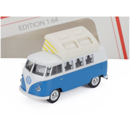 SCHUCO VOLKSWAGEN T1 MINIBUS CAMPER 1966 - LIGHT BLUE WHITE 1/64