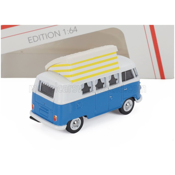 SCHUCO VOLKSWAGEN T1 MINIBUS CAMPER 1966 - LIGHT BLUE WHITE 1/64