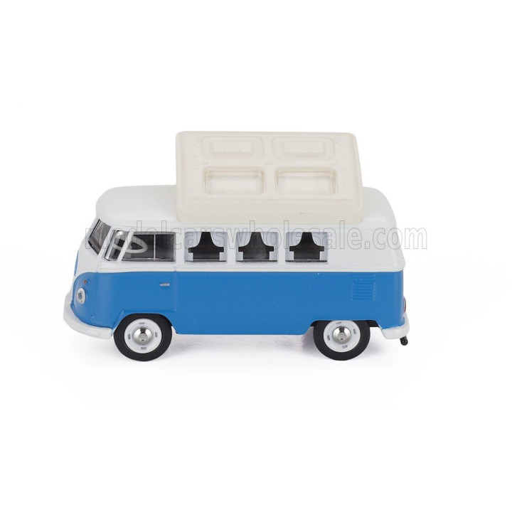 SCHUCO VOLKSWAGEN T1 MINIBUS CAMPER 1966 - LIGHT BLUE WHITE 1/64