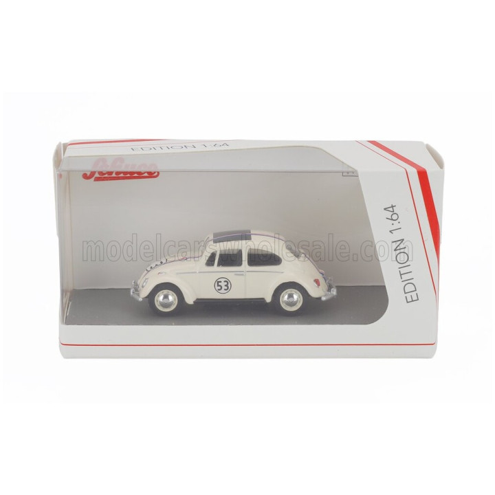 SCHUCO VOLKSWAGEN KAFER BEETLE N 53 HERBIE 1968 - WALT DISNEY - IVORY 1/64