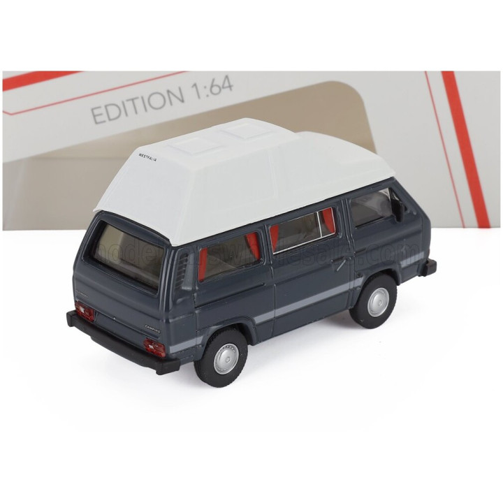 SCHUCO VOLKSWAGEN T3 MINIBUS CAMPER 1983 - GREY WHITE 1/64