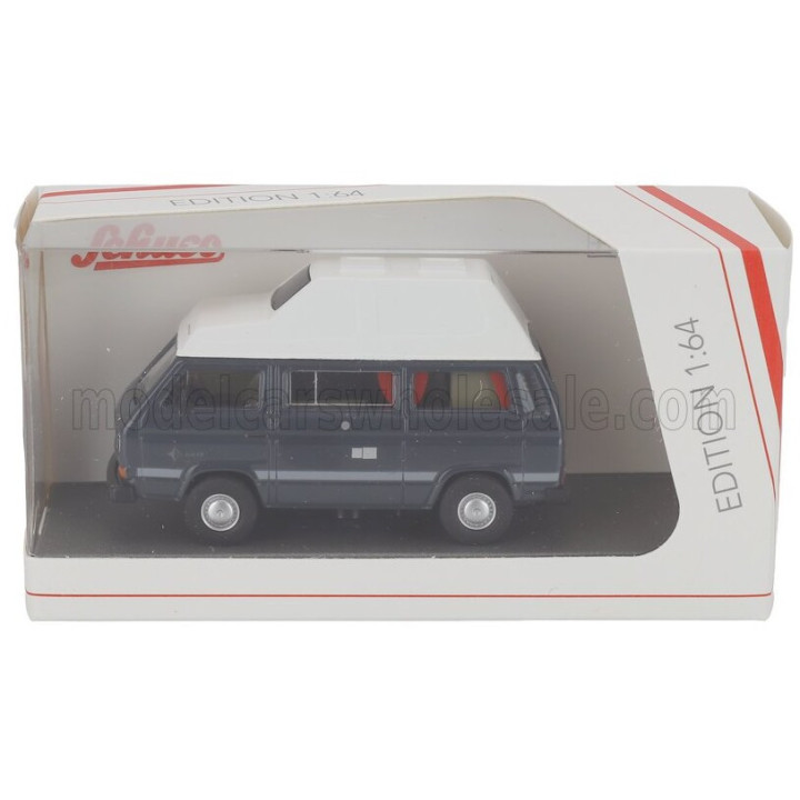 SCHUCO VOLKSWAGEN T3 MINIBUS CAMPER 1983 - GREY WHITE 1/64