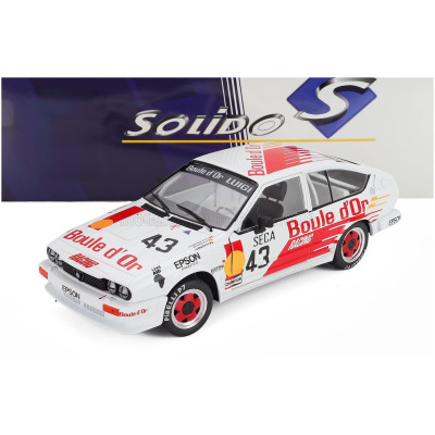 SOLIDO ALFA ROMEO ALFETTA GTV6 N 43 24h SPA 1985 BERNARD DE DRYVER - FRANCOIS XAVIER BOUCHER - LOUDWIG BOUCHER - WHITE ORANGE