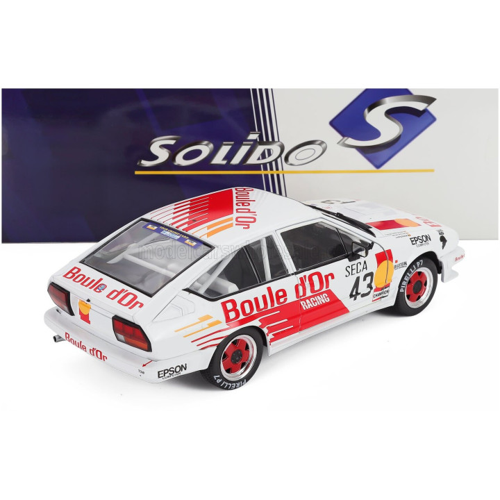 SOLIDO ALFA ROMEO ALFETTA GTV6 N 43 24h SPA 1985 BERNARD DE DRYVER - FRANCOIS XAVIER BOUCHER - LOUDWIG BOUCHER - WHITE ORANGE