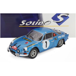 SOLIDO RENAULT ALPINE A110 1600S (night version) N 1 RALLY MONTECARLO 1972 JEAN LUC THERIER - CLAUDE ROURE - BLUE MET 1/18