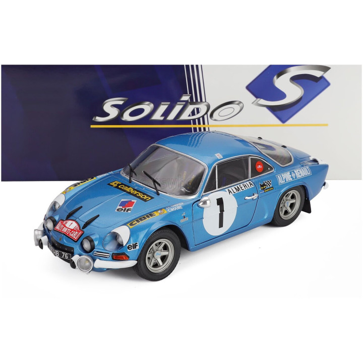 SOLIDO RENAULT ALPINE A110 1600S (night version) N 1 RALLY MONTECARLO 1972 JEAN LUC THERIER - CLAUDE ROURE - BLUE MET 1/18