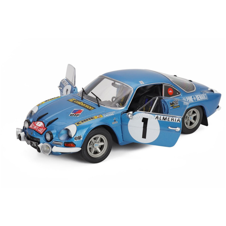 SOLIDO RENAULT ALPINE A110 1600S (night version) N 1 RALLY MONTECARLO 1972 JEAN LUC THERIER - CLAUDE ROURE - BLUE MET 1/18