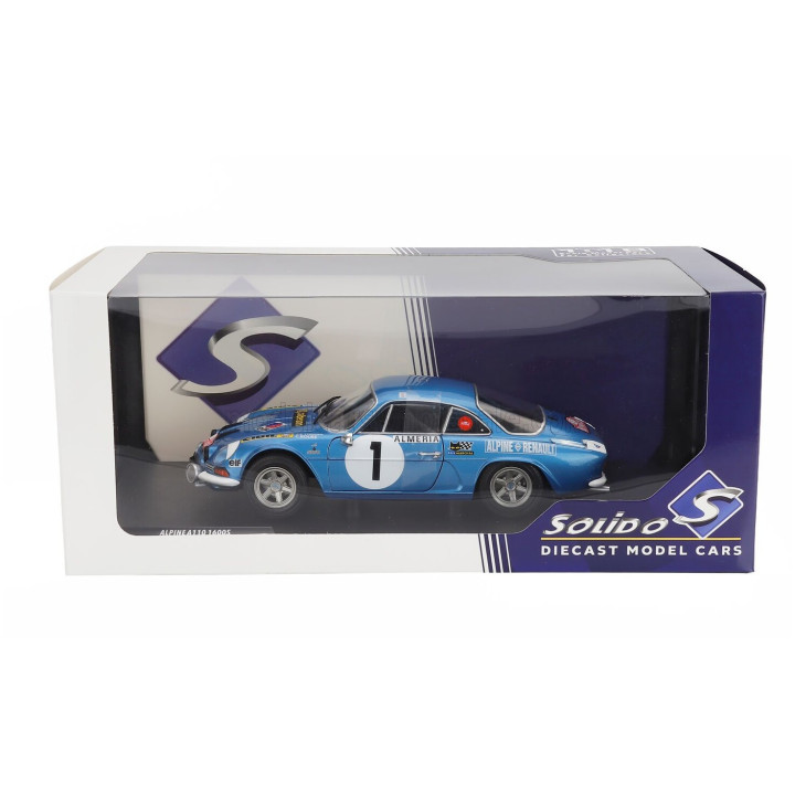 SOLIDO RENAULT ALPINE A110 1600S (night version) N 1 RALLY MONTECARLO 1972 JEAN LUC THERIER - CLAUDE ROURE - BLUE MET 1/18