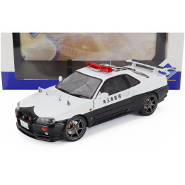SOLIDO NISSAN SKYLINE 34 GT-R (BNR34) JAPAN POLICE 2019 - WHITE BLACK 1/18