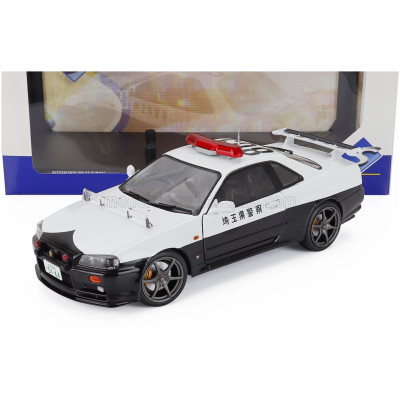 SOLIDO NISSAN SKYLINE 34 GT-R (BNR34) JAPAN POLICE 2019 - WHITE BLACK 1/18