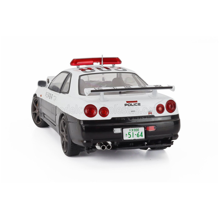 SOLIDO NISSAN SKYLINE 34 GT-R (BNR34) JAPAN POLICE 2019 - WHITE BLACK 1/18