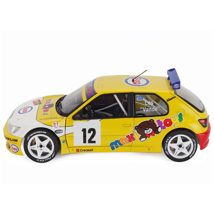 SOLIDO PEUGEOT 306 MAXI N 12 RALLY CONDROZ 1997 JEAN PIERRE VAN DE WAUVER - JEAN VAN DER SCHUEREN - YELLOW WHITE 1/18