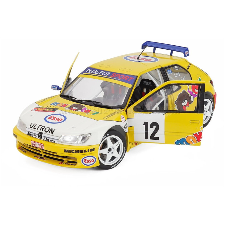 SOLIDO PEUGEOT 306 MAXI N 12 RALLY CONDROZ 1997 JEAN PIERRE VAN DE WAUVER - JEAN VAN DER SCHUEREN - YELLOW WHITE 1/18