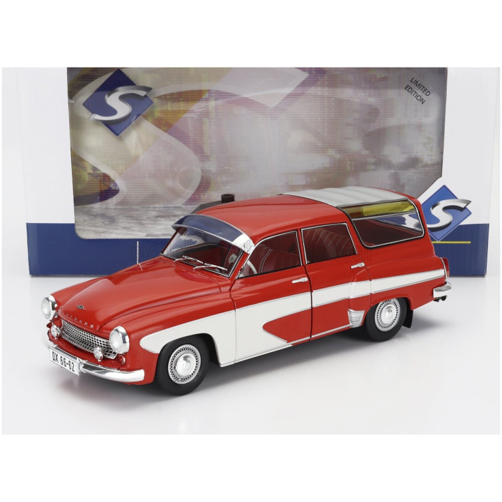 SOLIDO WARTBURG 312 CAMPING DELUXE SW STATION WAGON 1960 - RED CREAM 1/18