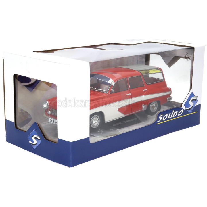 SOLIDO WARTBURG 312 CAMPING DELUXE SW STATION WAGON 1960 - RED CREAM 1/18