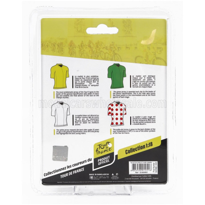 SOLIDO FIGURES CICLISTA - CYCLIST - MAGLIA GIALLA - YELLOW JERSEY - WINNER TOUR DE FRANCE 2023 - YELLOW 1/18
