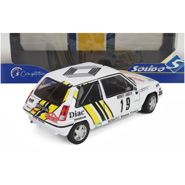 SOLIDO RENAULT R5 GT TURBO N 19 RALLY MONTECARLO 1989 ALAIN OREILLE - GILLES THIMONIER - WHITE YELLOW 1/18