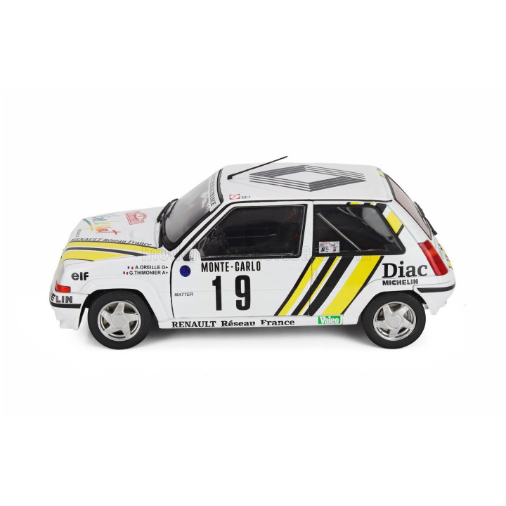 SOLIDO RENAULT R5 GT TURBO N 19 RALLY MONTECARLO 1989 ALAIN OREILLE - GILLES THIMONIER - WHITE YELLOW 1/18