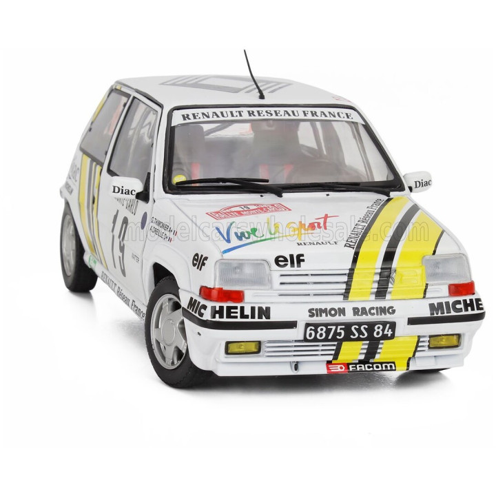 SOLIDO RENAULT R5 GT TURBO N 19 RALLY MONTECARLO 1989 ALAIN OREILLE - GILLES THIMONIER - WHITE YELLOW 1/18