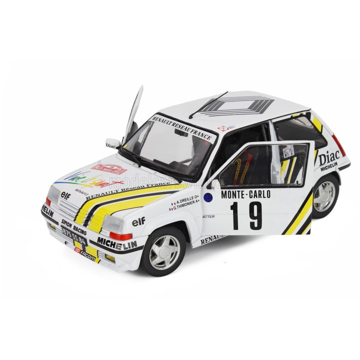 SOLIDO RENAULT R5 GT TURBO N 19 RALLY MONTECARLO 1989 ALAIN OREILLE - GILLES THIMONIER - WHITE YELLOW 1/18