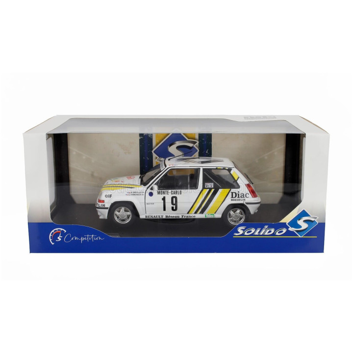 SOLIDO RENAULT R5 GT TURBO N 19 RALLY MONTECARLO 1989 ALAIN OREILLE - GILLES THIMONIER - WHITE YELLOW 1/18