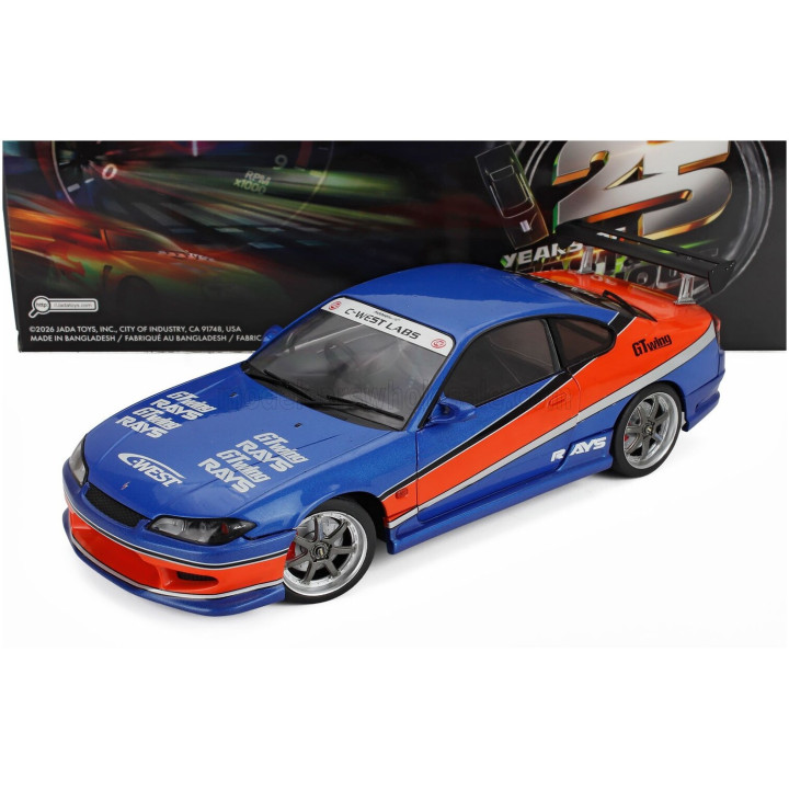 SOLIDO NISSAN HAN'S SILVIA (S15) SPEC-S MONA LISA 1999 - FAST & FURIOUS III TOKYO DRIFT - BLUE ORANGE 1/18