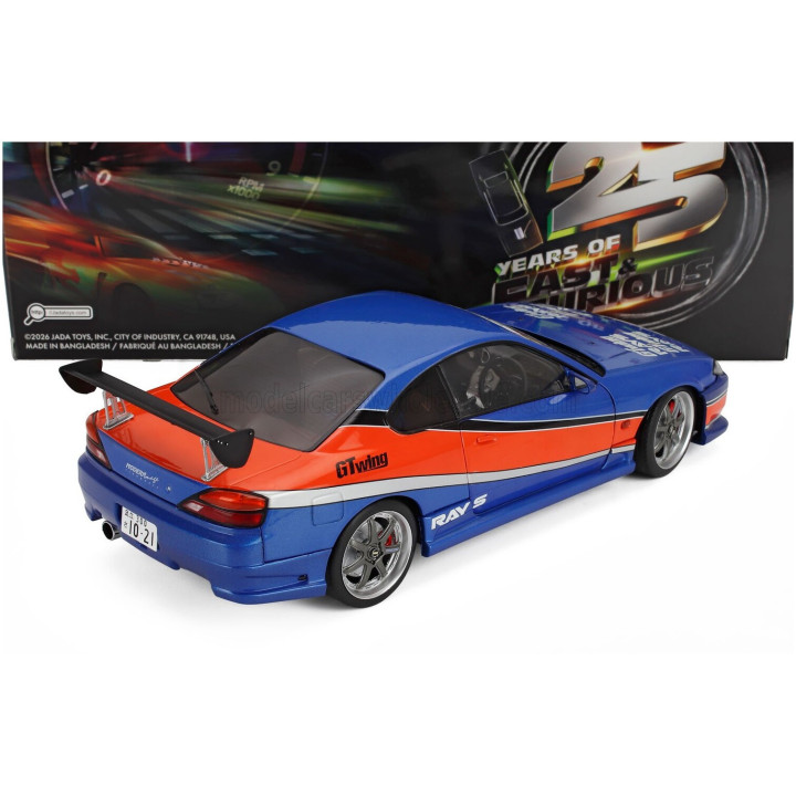 SOLIDO NISSAN HAN'S SILVIA (S15) SPEC-S MONA LISA 1999 - FAST & FURIOUS III TOKYO DRIFT - BLUE ORANGE 1/18