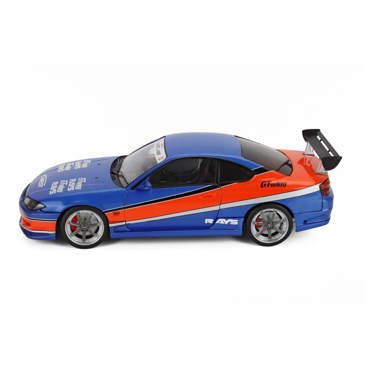 SOLIDO NISSAN HAN'S SILVIA (S15) SPEC-S MONA LISA 1999 - FAST & FURIOUS III TOKYO DRIFT - BLUE ORANGE 1/18