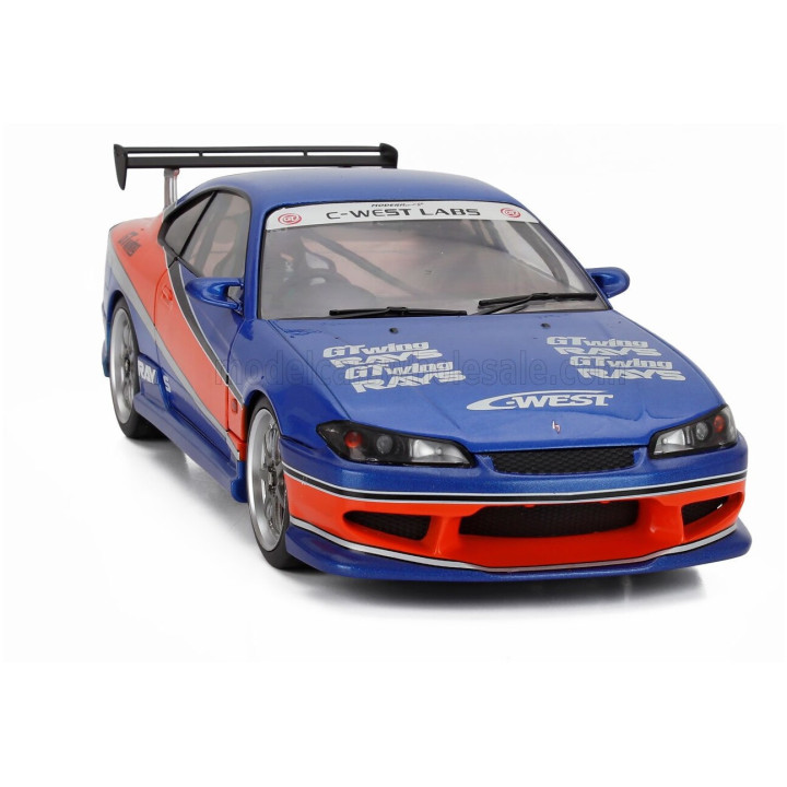SOLIDO NISSAN HAN'S SILVIA (S15) SPEC-S MONA LISA 1999 - FAST & FURIOUS III TOKYO DRIFT - BLUE ORANGE 1/18