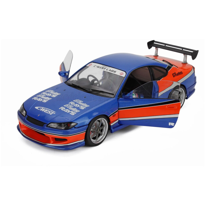 SOLIDO NISSAN HAN'S SILVIA (S15) SPEC-S MONA LISA 1999 - FAST & FURIOUS III TOKYO DRIFT - BLUE ORANGE 1/18