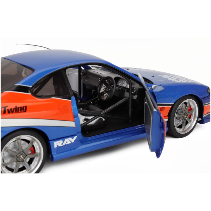 SOLIDO NISSAN HAN'S SILVIA (S15) SPEC-S MONA LISA 1999 - FAST & FURIOUS III TOKYO DRIFT - BLUE ORANGE 1/18