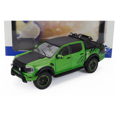 SOLIDO FORD USA RANGER RAPTOR PICK-UP DOUBLE CABINE 2024 - GREEN BLACK 1/18