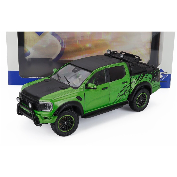 SOLIDO FORD USA RANGER RAPTOR PICK-UP DOUBLE CABINE 2024 - GREEN BLACK 1/18