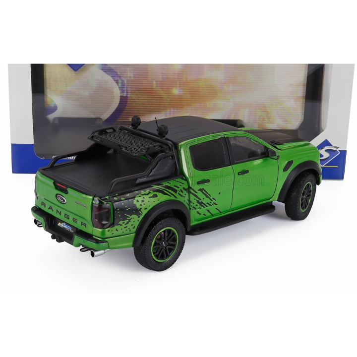 SOLIDO FORD USA RANGER RAPTOR PICK-UP DOUBLE CABINE 2024 - GREEN BLACK 1/18