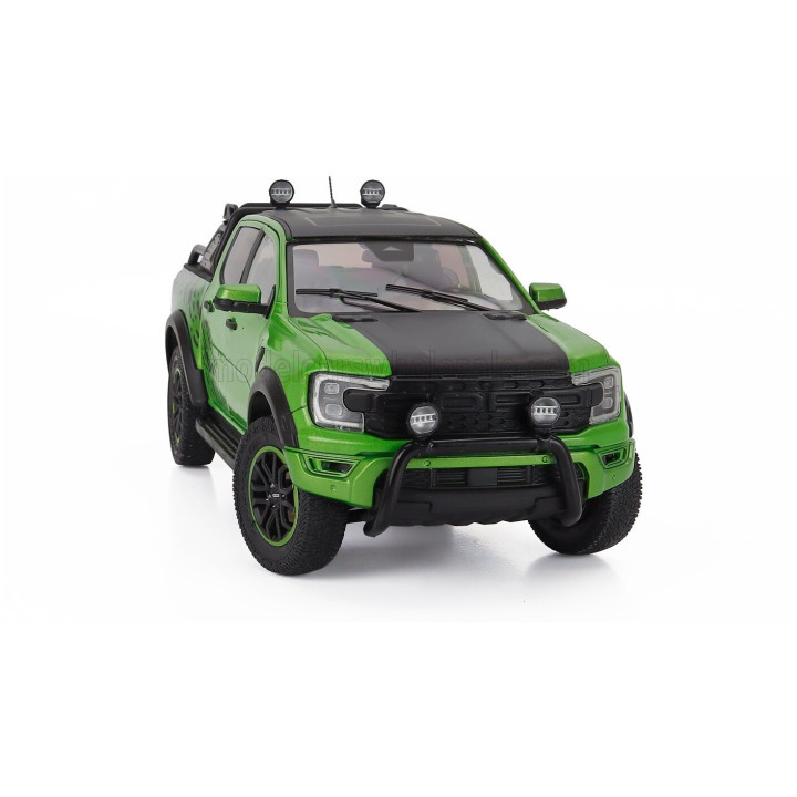 SOLIDO FORD USA RANGER RAPTOR PICK-UP DOUBLE CABINE 2024 - GREEN BLACK 1/18